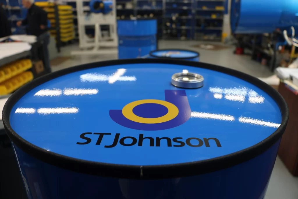 Image of an st johnson fd68 burner ready for shipping inside the fd68 burner company's manufacturing facility in new york city.